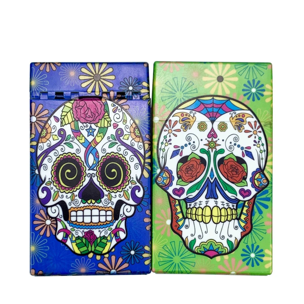 Étui de rangement motif tête de mort – acrylique coloré