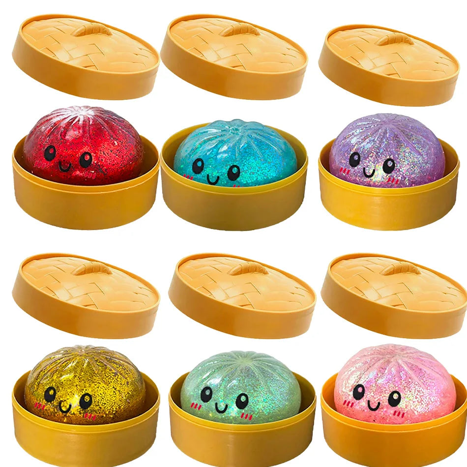 Squishy Dumpling pailletés — Coffret de figurines antistress