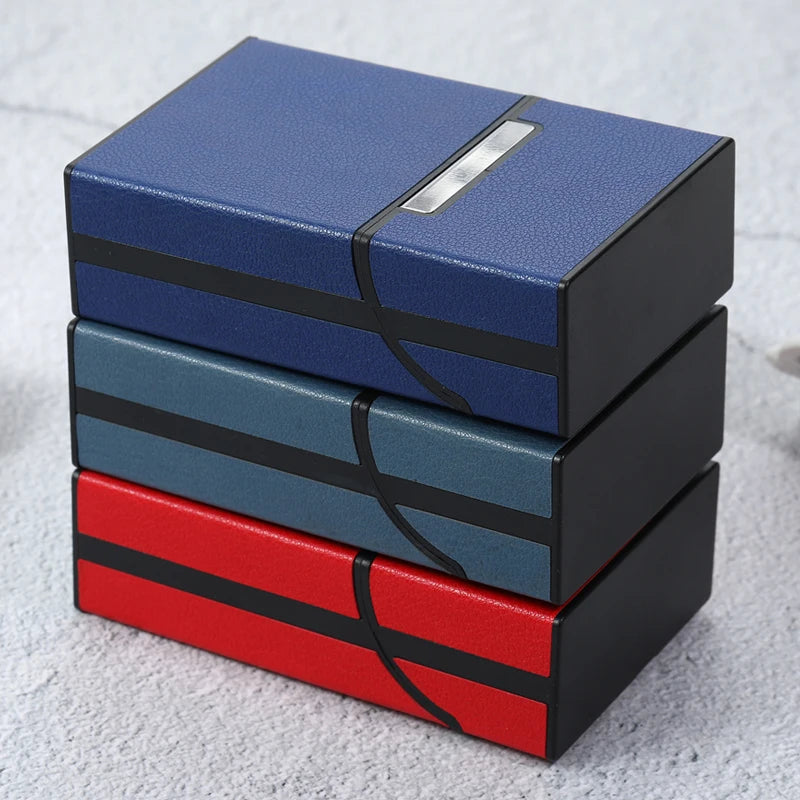 Etui compact PU & acrylique – Finition bicolore noir et rouge