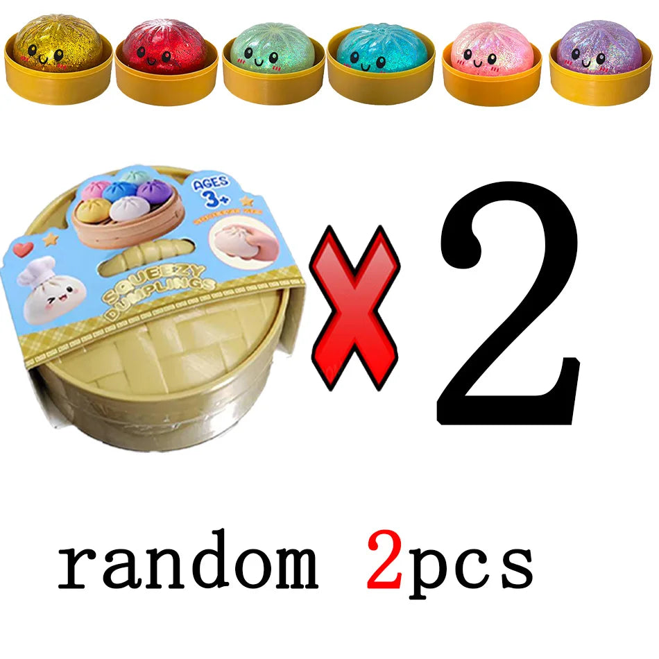 Squishy Dumpling pailletés — Coffret de figurines antistress – 2 pièces aléatoires | Chillvibes