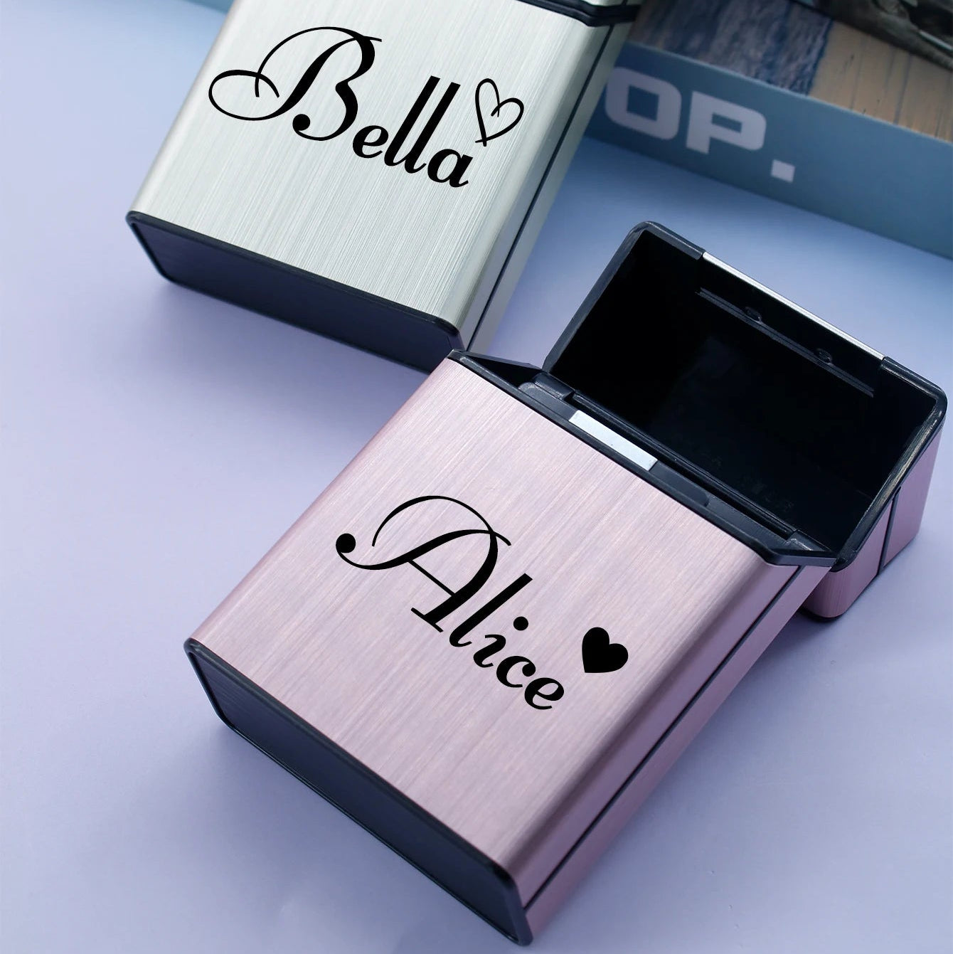 Etui compact personnalisé – Boîtier métal gravé