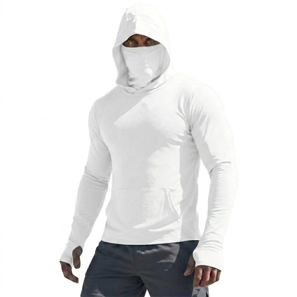 UPF50+ Performance Langarm-T-Shirt für Herren, Sommer-Hoodie, lässig, Sonnenlauf, schnell trocknend, Sonnenschutz, Angeln, Eisseiden-Pullover-Shirt