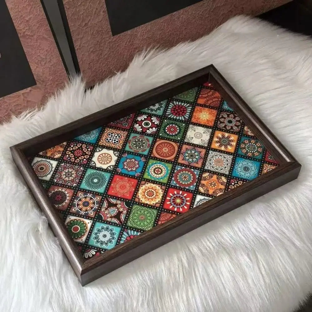 Plateau en bois – Bohemian Square 30x20 cm