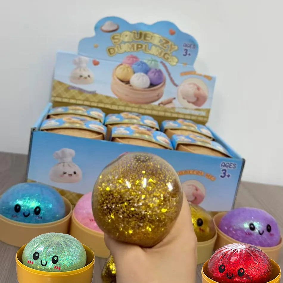 Squishy Dumpling pailletés — Coffret de figurines antistress