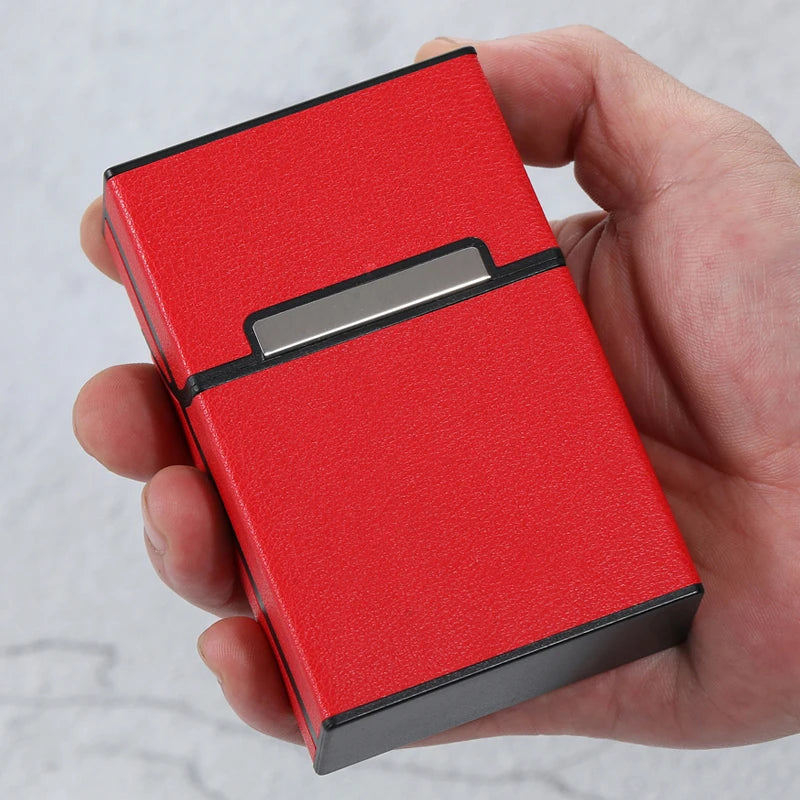 Etui compact PU & acrylique – Finition bicolore noir et rouge