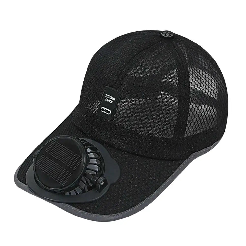 Atmungsaktiver Sonnenhut mit Solarventilator, Sonnenblocker Baseballkappe mit Solarventilator, USB-Ladelüfter, Outdoor-Sonnenhüte, Sonnenschutzhüte