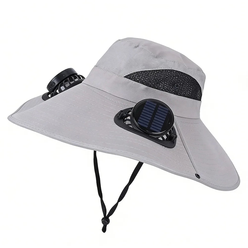 Bequemer Solarventilator-Doppellüfter-Hut Atmungsaktiv 3 Geschwindigkeiten Sommer-Ventilator-Visierkappe Tragbarer UV-Schutz Fischerhut für heißes Wetter