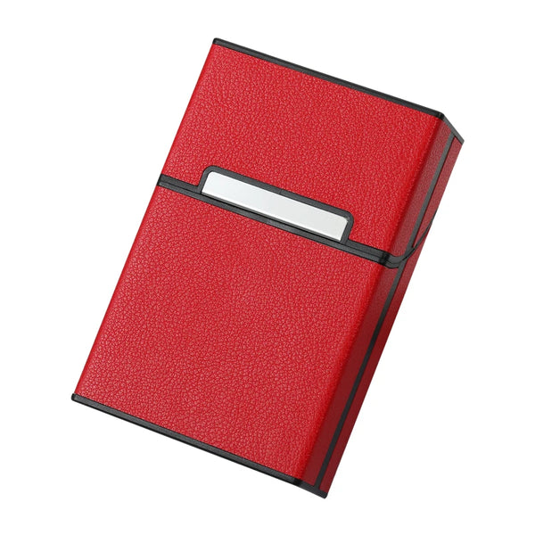 Etui compact PU & acrylique – Finition bicolore noir et rouge