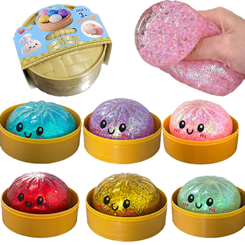 Squishy Dumpling pailletés — Coffret de figurines antistress