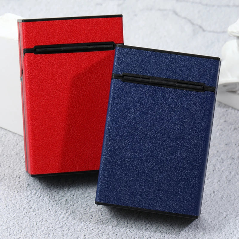 Etui compact PU & acrylique – Finition bicolore noir et rouge