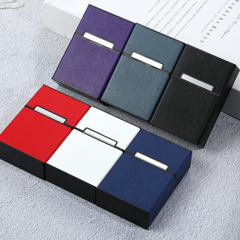 Etui compact PU & acrylique – Finition bicolore noir et rouge