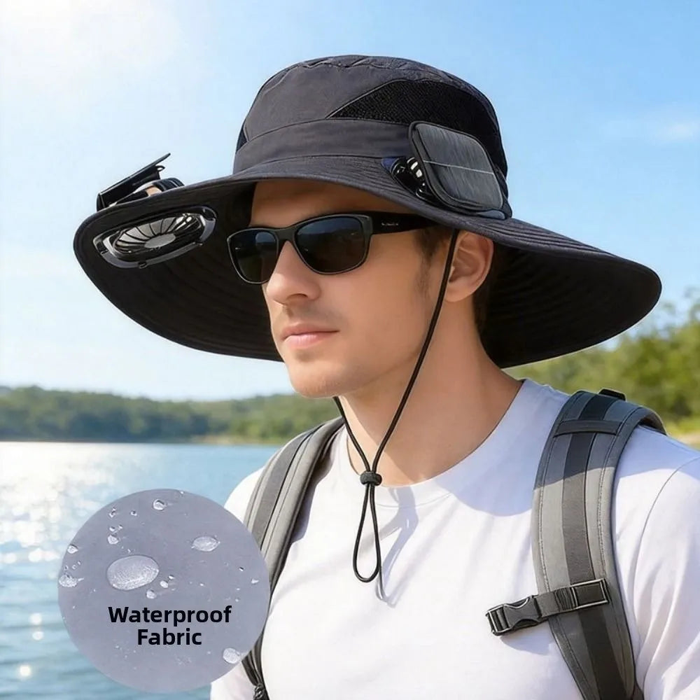 Bequemer Solarventilator-Doppellüfter-Hut Atmungsaktiv 3 Geschwindigkeiten Sommer-Ventilator-Visierkappe Tragbarer UV-Schutz Fischerhut für heißes Wetter
