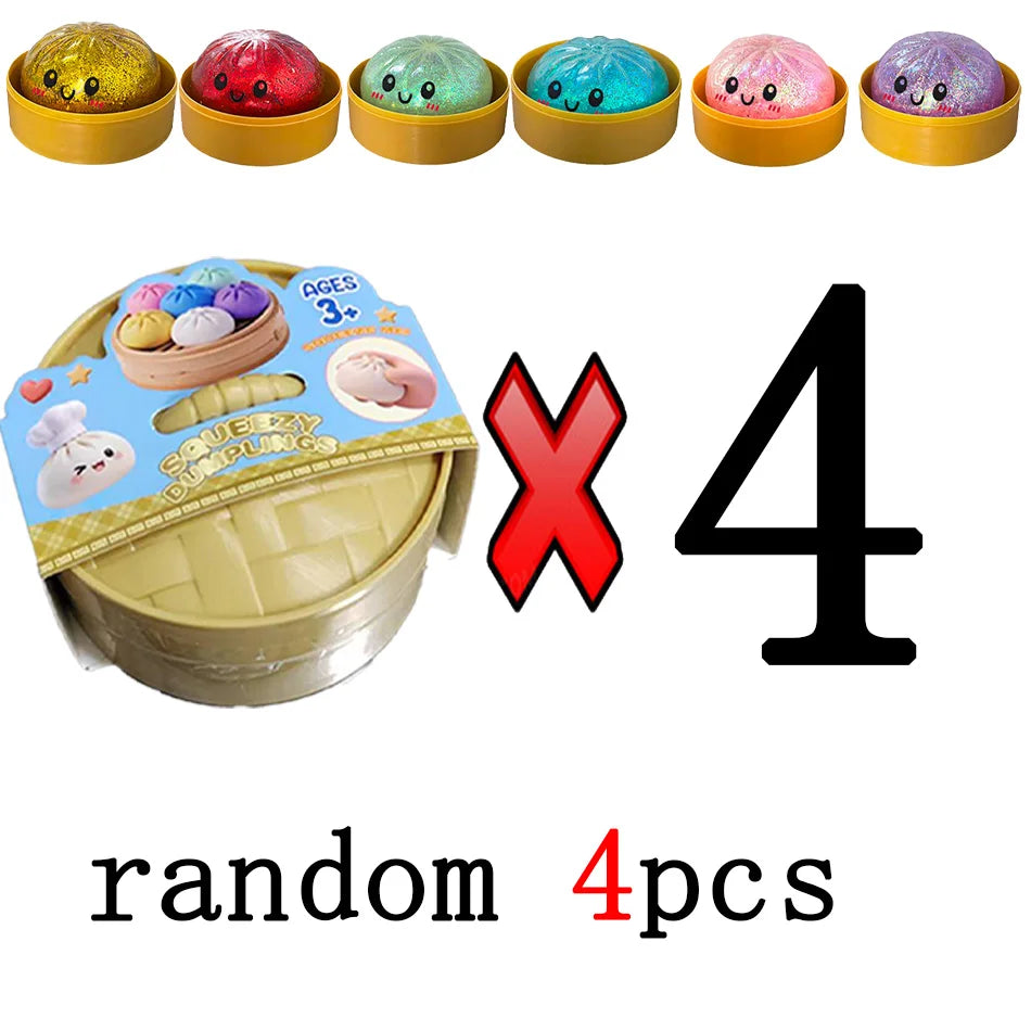Squishy Dumpling pailletés — Coffret de figurines antistress – 4 pièces aléatoires | Chillvibes