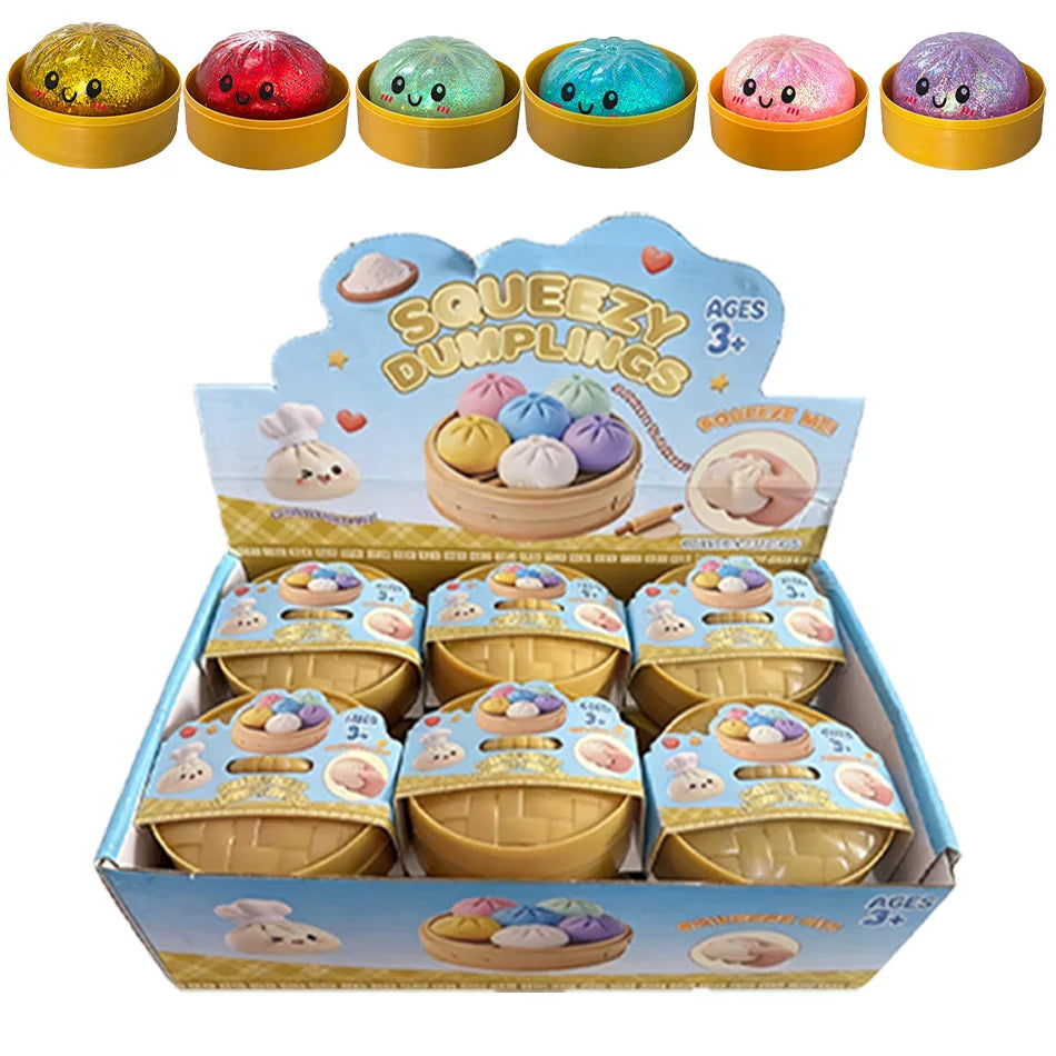 Squishy Dumpling pailletés — Coffret de figurines antistress – 12 pièces aléatoires | Chillvibes
