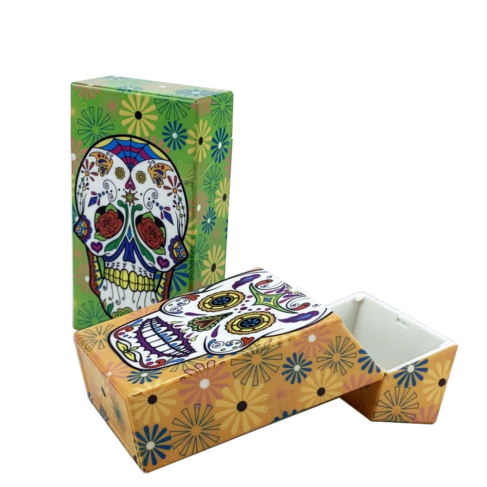 Aufbewahrungsetui mit Totenkopf-Motiv – farbiges Acryl