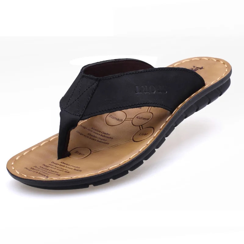 Sandales en cuir véritable – Tongs homme été style leisure