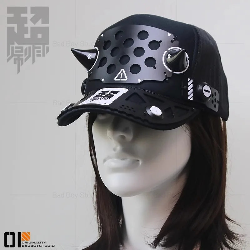 Masque cyberpunk cosplay avec accessoires — Look sci-fi mécanique