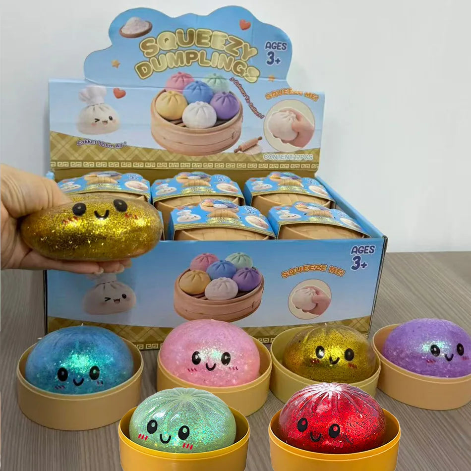 Squishy Dumpling pailletés — Coffret de figurines antistress