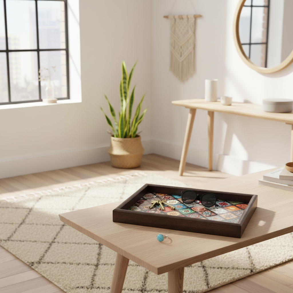 Plateau en bois – Bohemian Square 30x20 cm