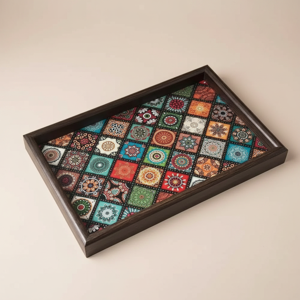 Plateau en bois – Bohemian Square 30x20 cm