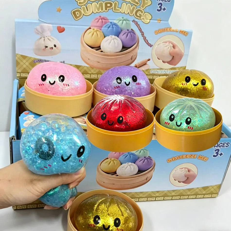 Squishy Dumpling pailletés — Coffret de figurines antistress