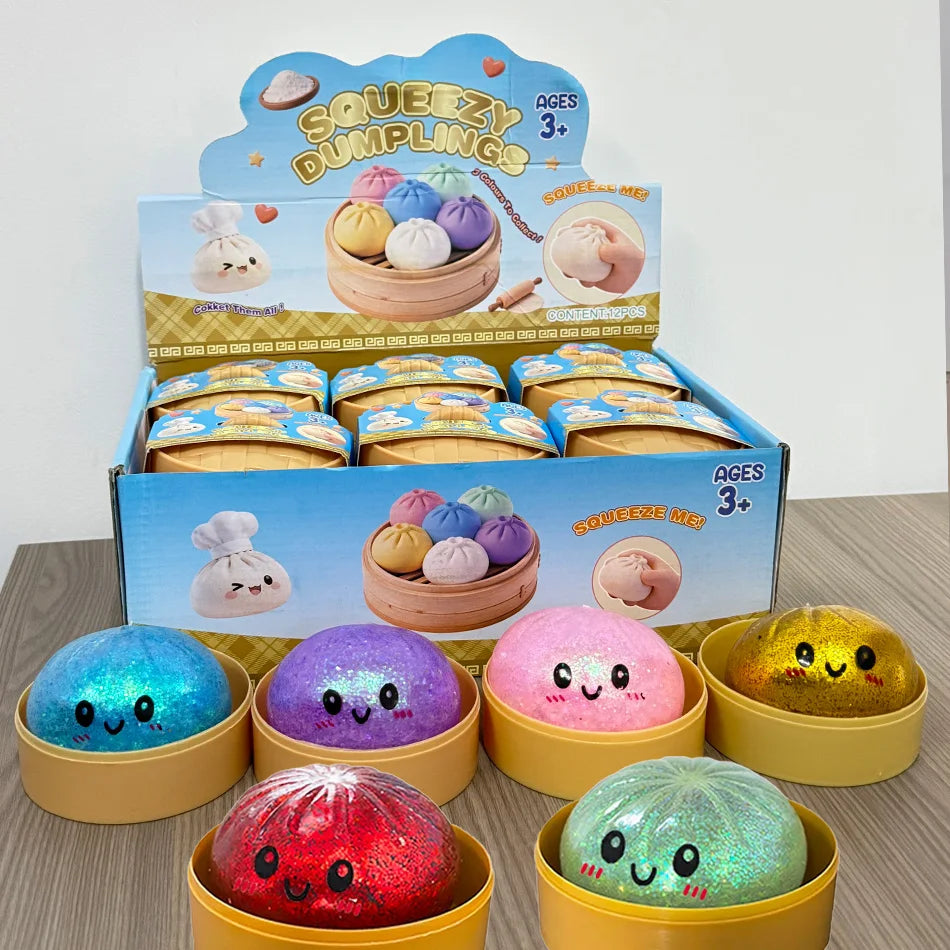 Squishy Dumpling pailletés — Coffret de figurines antistress