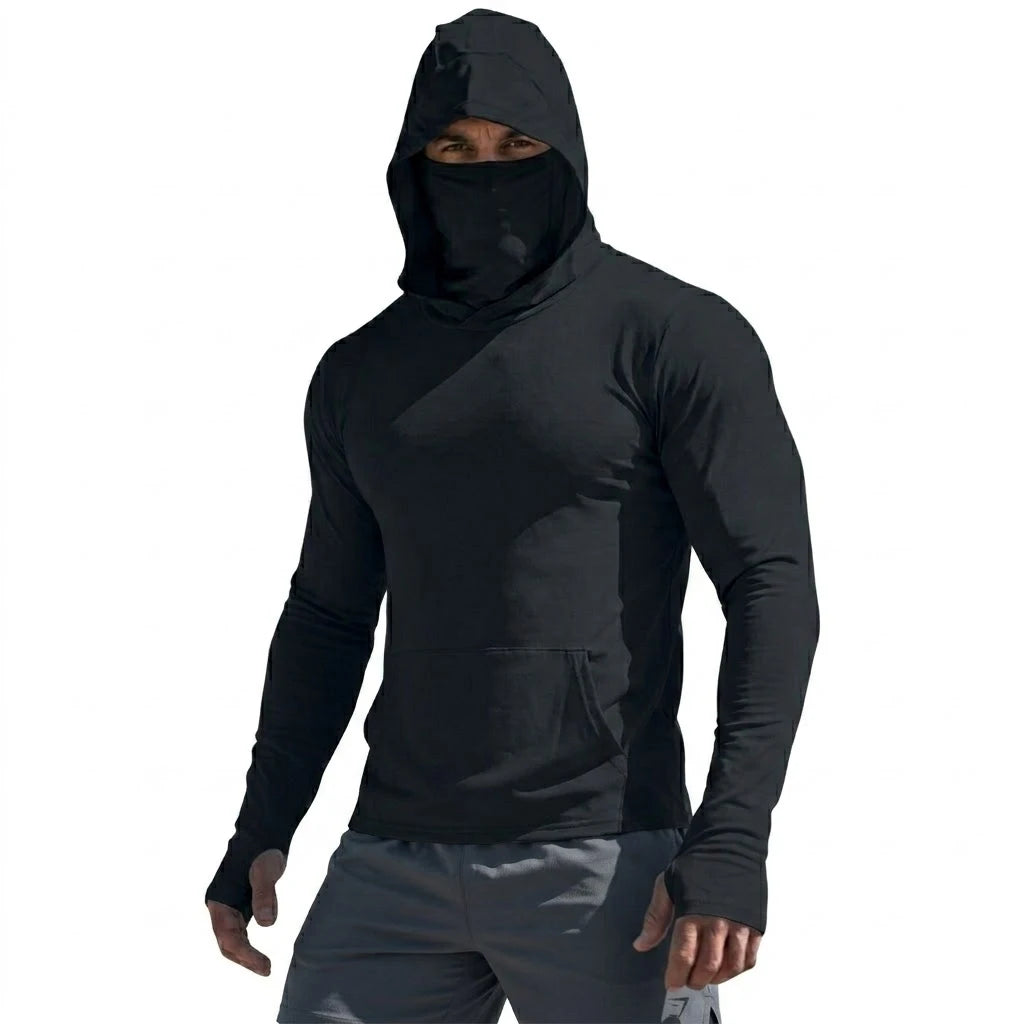 UPF50+ Performance Langarm-T-Shirt für Herren, Sommer-Hoodie, lässig, Sonnenlauf, schnell trocknend, Sonnenschutz, Angeln, Eisseiden-Pullover-Shirt