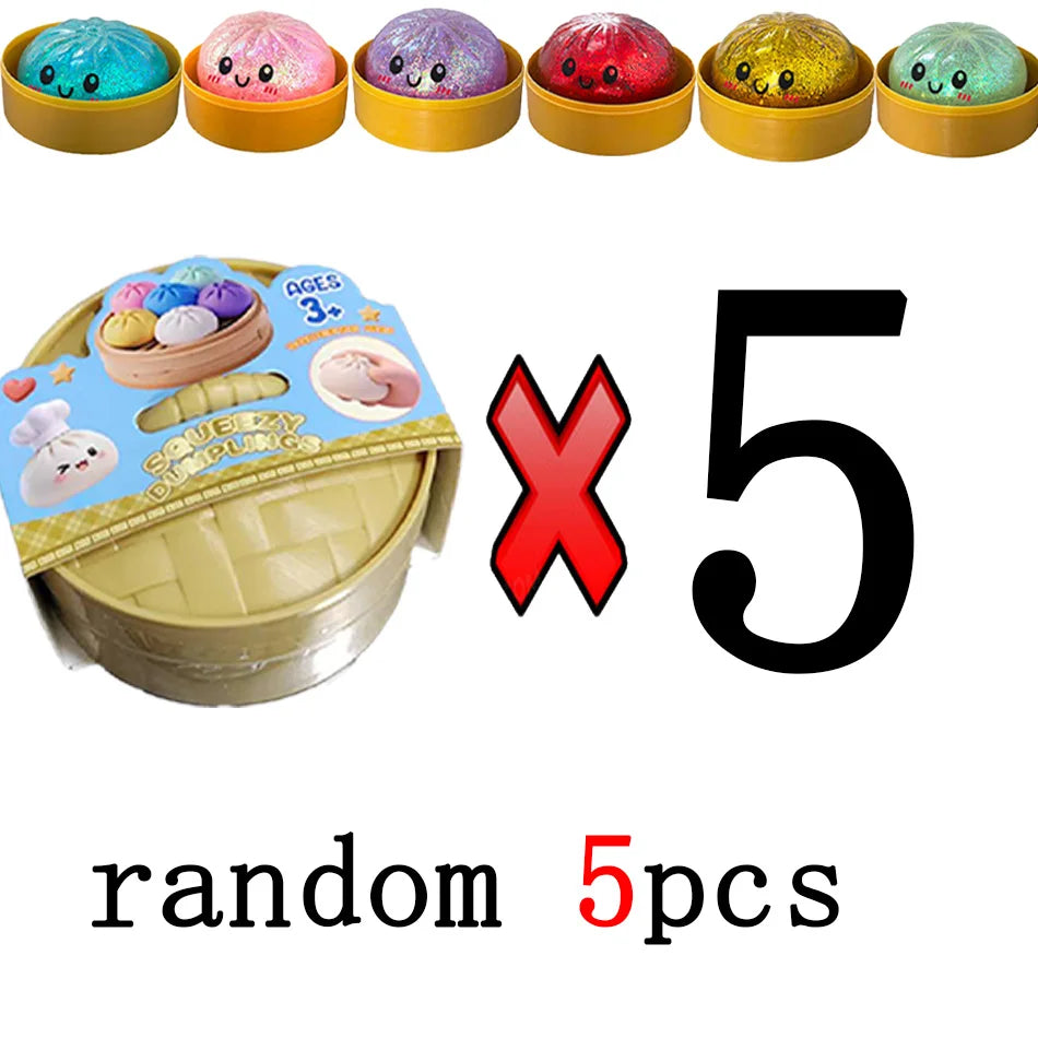 Squishy Dumpling pailletés — Coffret de figurines antistress – 5 pièces aléatoires | Chillvibes