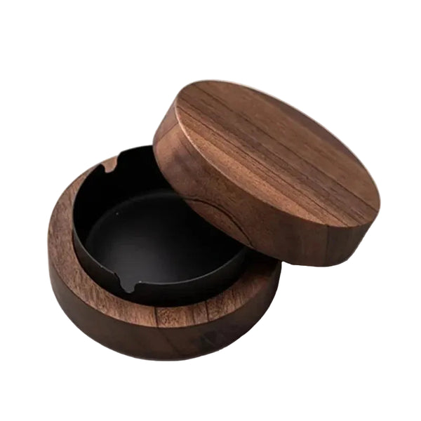 Cendrier en noyer – Couvercle et cuve inox amovible – vue 8 | Chillvibes