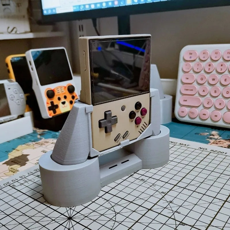 Poignées imprimées en 3D – Miyoo Mini Plus, avec support – vue 4 | Chillvibes