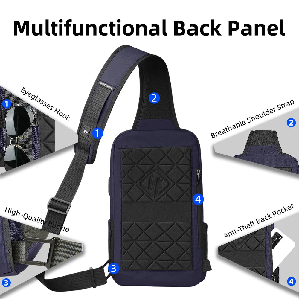 Sac bandoulière homme – Port USB, fermeture anti-vol – vue 2 | Chillvibes
