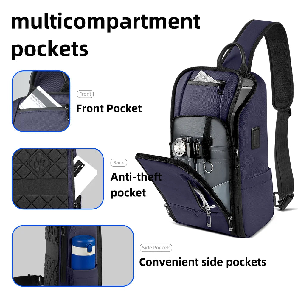 Sac bandoulière homme – Port USB, fermeture anti-vol – vue 4 | Chillvibes