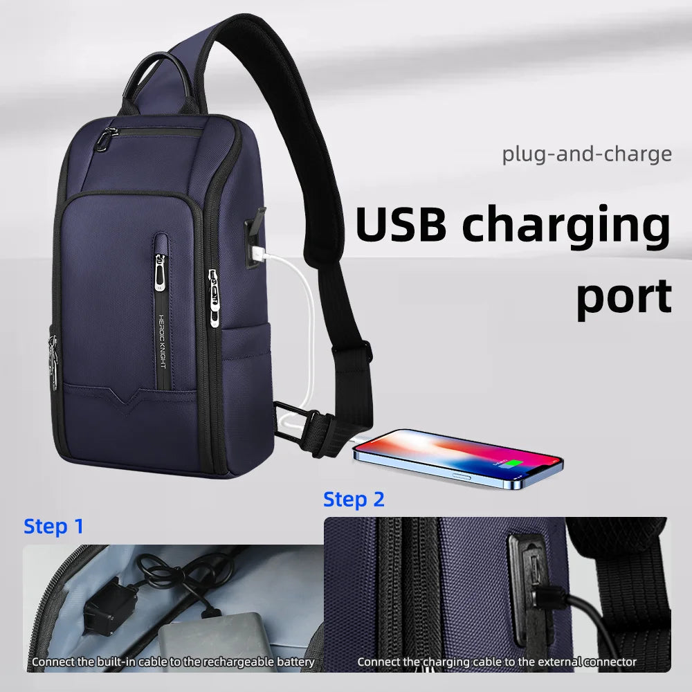 Sac bandoulière homme – Port USB, fermeture anti-vol – vue 5 | Chillvibes