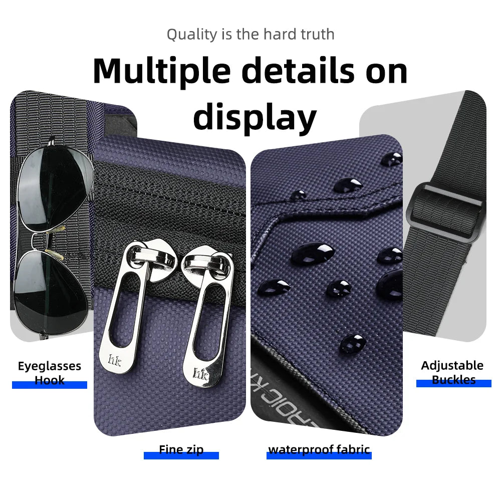 Sac bandoulière homme – Port USB, fermeture anti-vol – vue 6 | Chillvibes