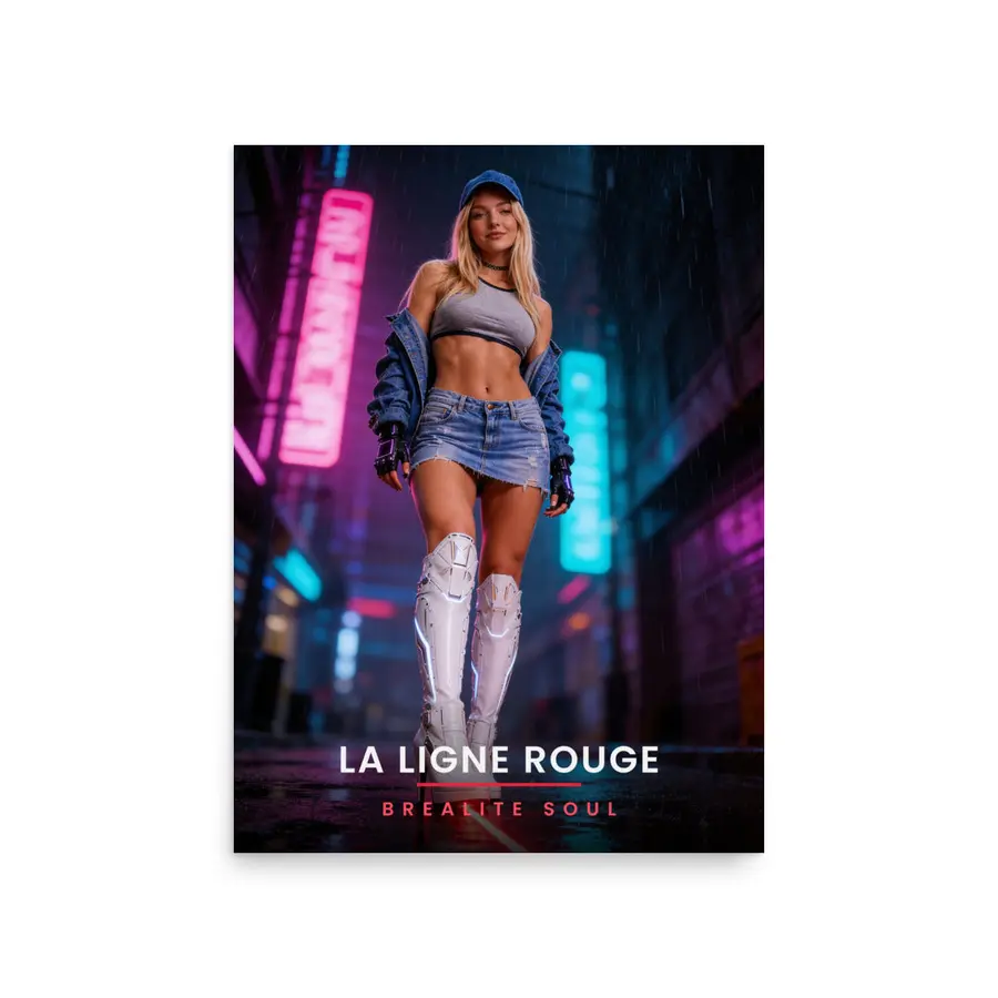 Affiche Brealite Soul « Néon sous la pluie » – La Ligne Rouge