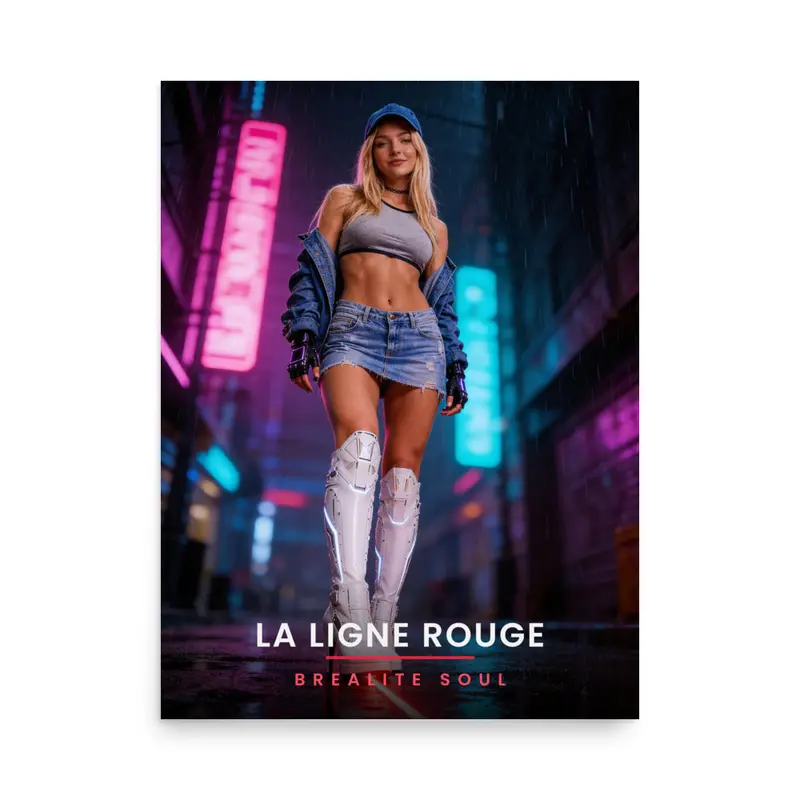 Affiche Brealite Soul « Néon sous la pluie » – La Ligne Rouge