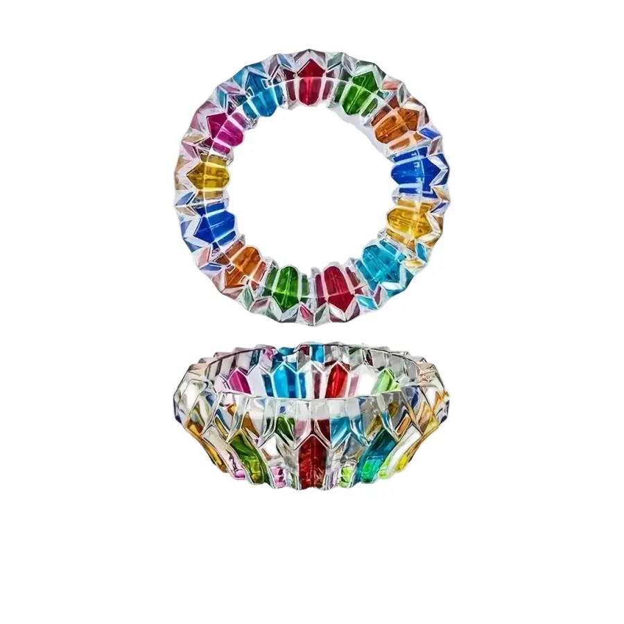 Cendrier en verre taillé multicolore – Ø 10 cm