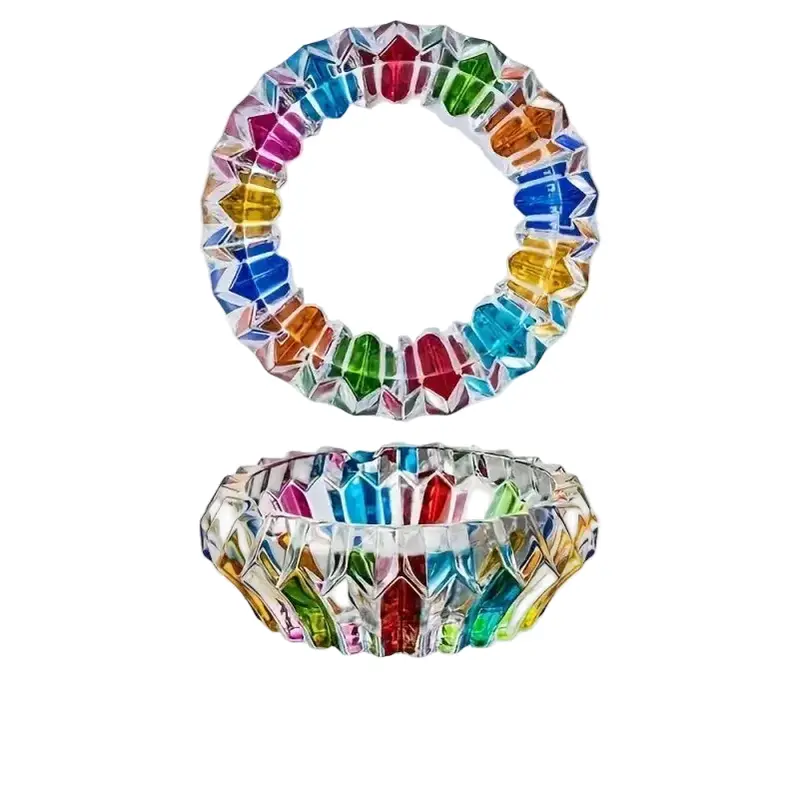 Cendrier en verre taillé multicolore – Ø 10 cm