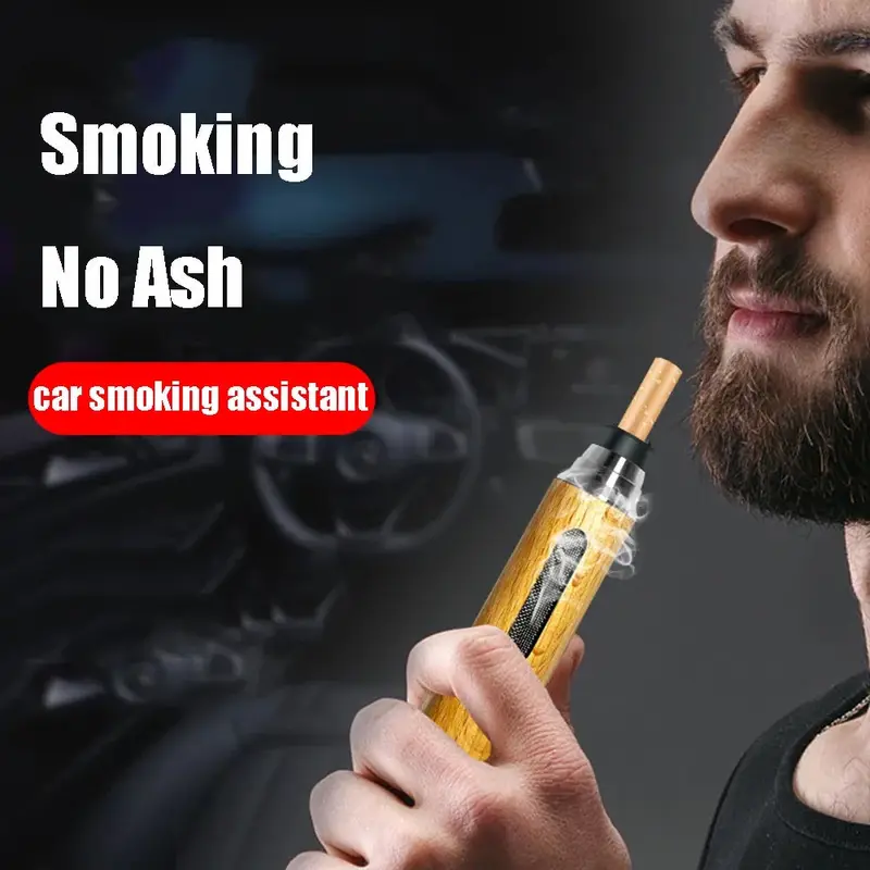 Portable Car Ashtray Mini Car Ashtray Anti Soot-flying Cigarette Cover Anti-ash Luxury Wood Cigarette… – vue 3 | Chillvibes