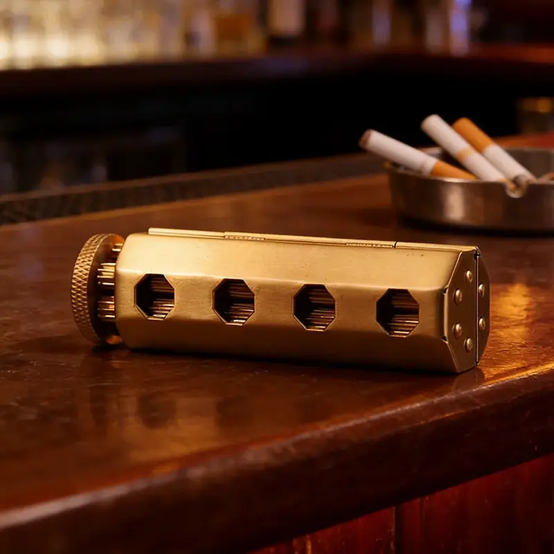 Manual Cigarette Rolling Machine, Portable Solid Brass Roller, Fits 8mm Diameter Filter Tips & 70mm Rolling Papers