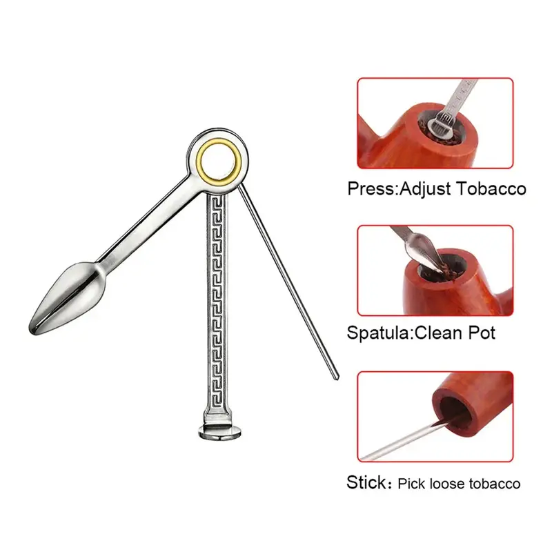 Multifunctional 3 in 1 Stainless Steel Smoking Pipe Cleaning Tools Knife Smoking Pipe Cleaner Wood Pipe Ash Scraper – vue 2