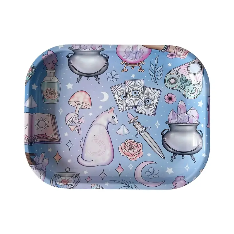 Plateau en métal 18 × 14 cm – Décors illustrés