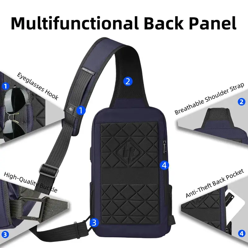 Sac bandoulière homme – Port USB, fermeture anti-vol – vue 2 | Chillvibes