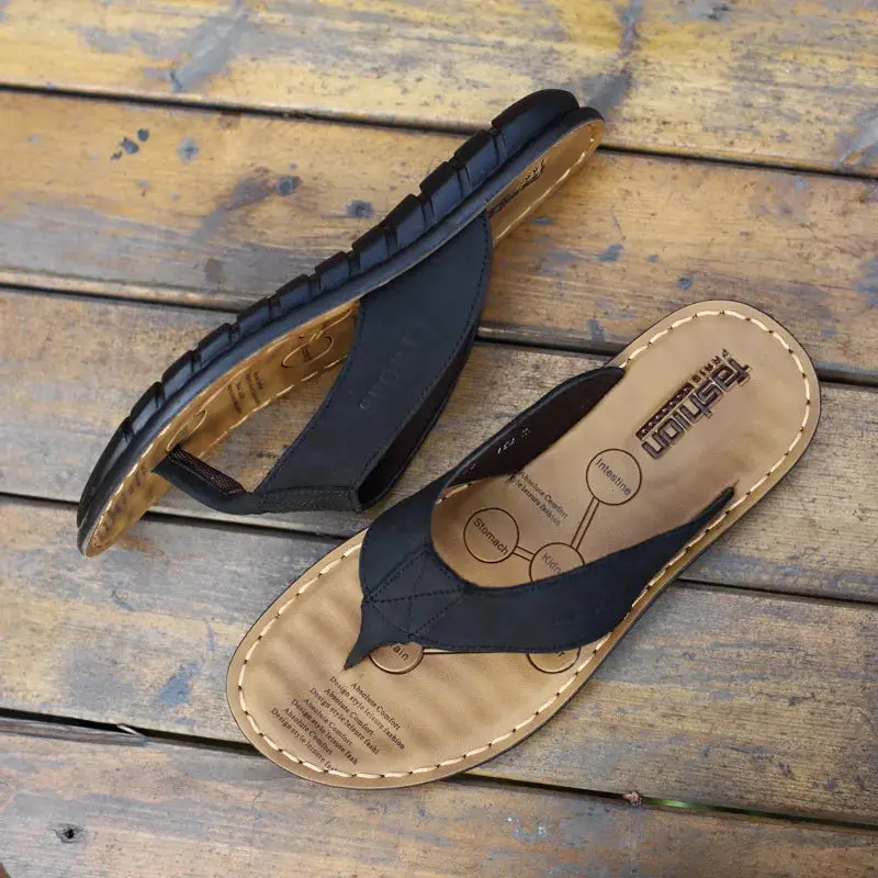 Sandales en cuir véritable – Tongs homme été style leisure – vue 2 | Chillvibes