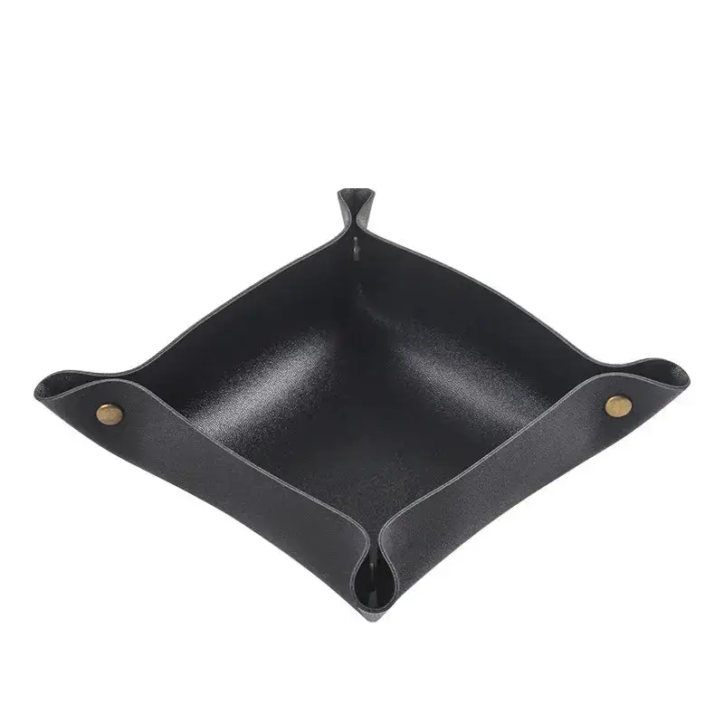 Plateau vide-poche en simili cuir – 20 × 20 cm